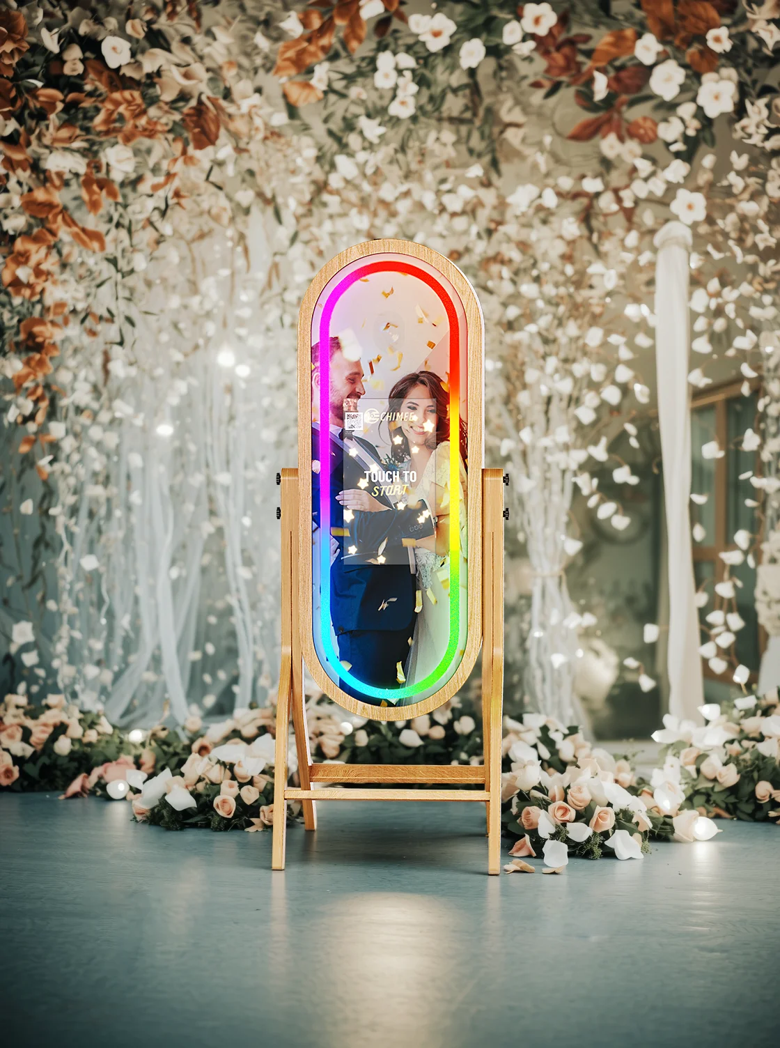Newest Wooden Magic Mirror 21.5inch Touch Screen Photo Booth Wedding Party Business Wooden Photo Booth