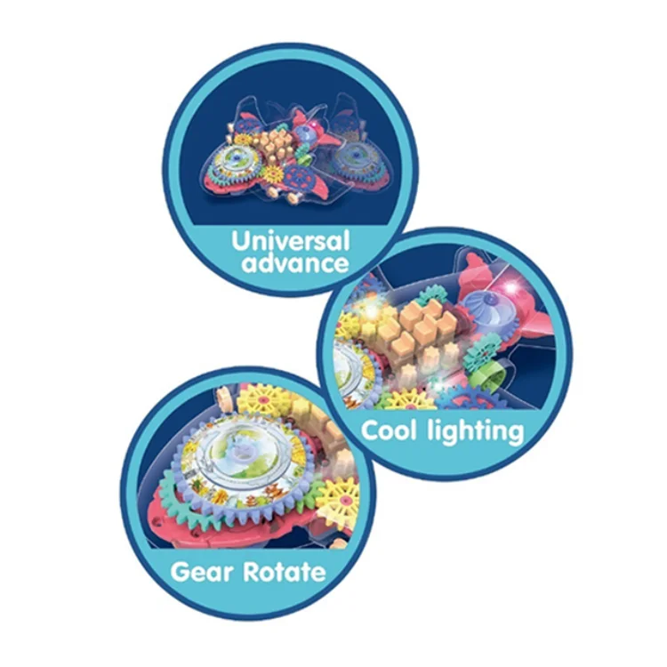 Educational Gear Rotary Flash Light B/o Model Battery Operation Plastic Universal Electronic Air Plane Toy