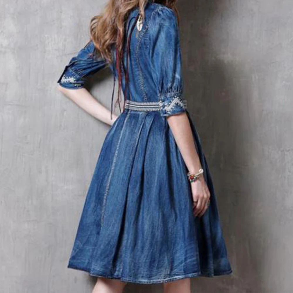 Newest fashion Elegant ladies denim dresses for women