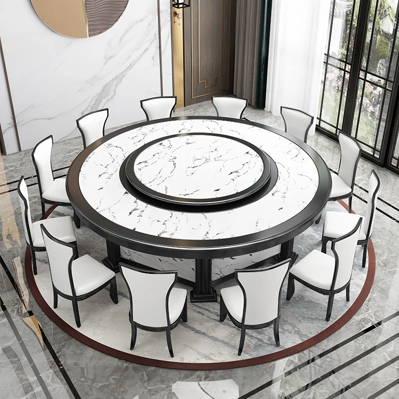 Round Table With Rotating Centre For Events Party Round Marble Dining Table Set Wood With Chairs