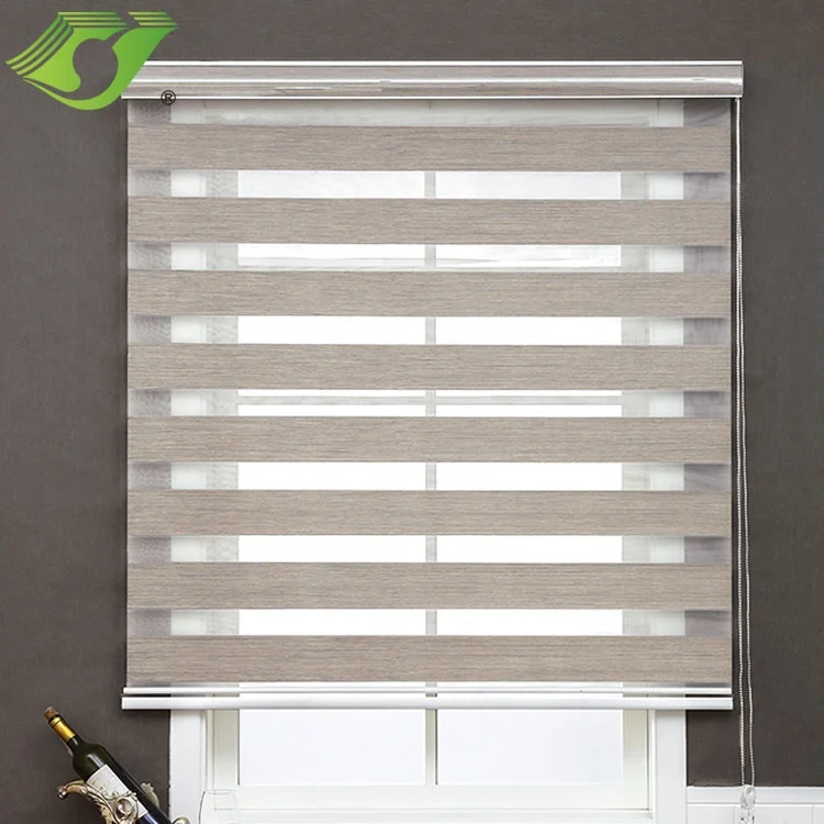 
Horizontal Jacquard Fabric Zebra Blinds Double Sided Automatic Roller Ready Made Germany Roller Shades French Window Roman Plain 