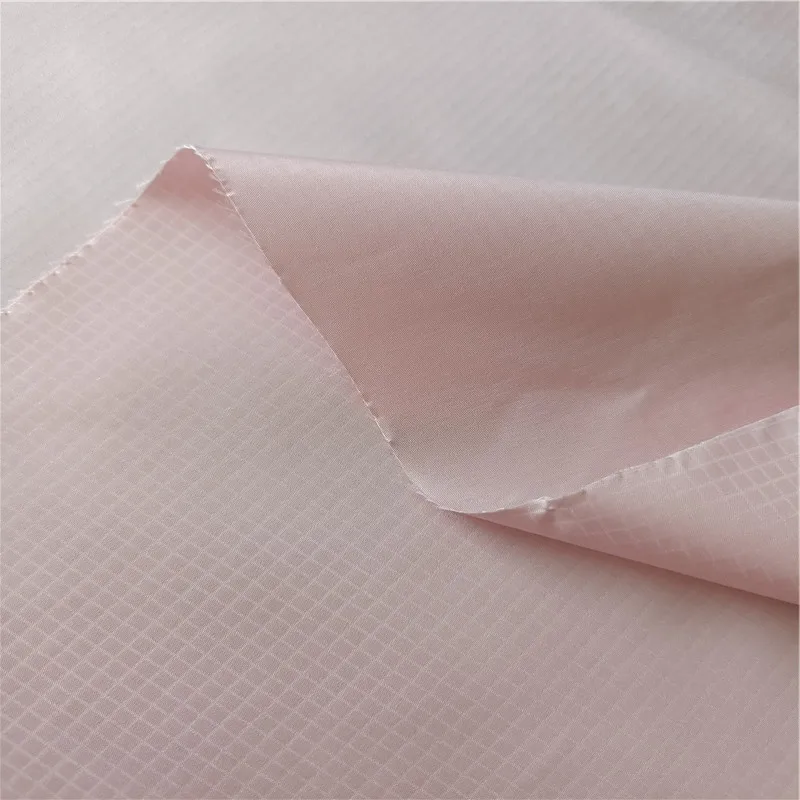 Ripstop PU shiny stamping printed grid foil reflective plaid polyester pongee taffeta fabrics