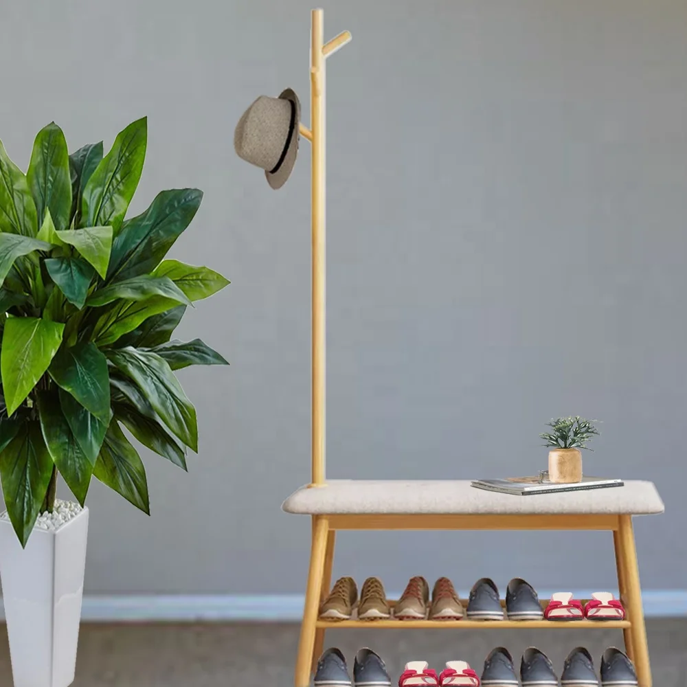 Factory supply factory manufacturer wood bamboo coat rack shoe bench cabinet design shoe rack