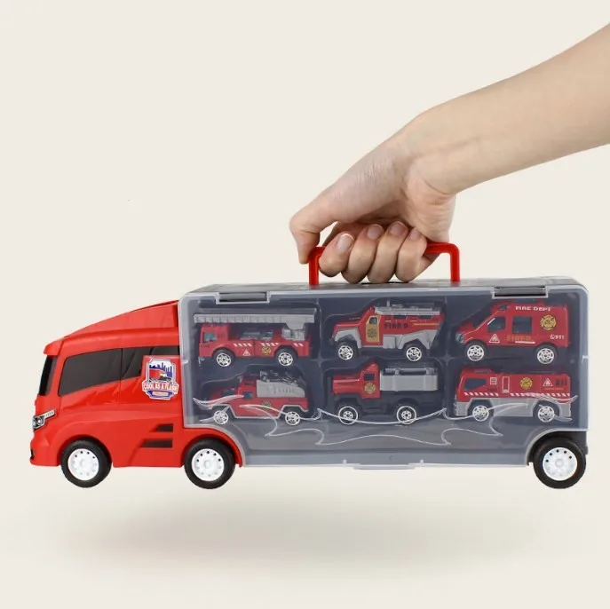 Kids Toys Car for Boys,Toddler Truck Toy Large Transport Cars Carrier Set,Kids Toy Truck with 6 Alloy Metal Car Toy
