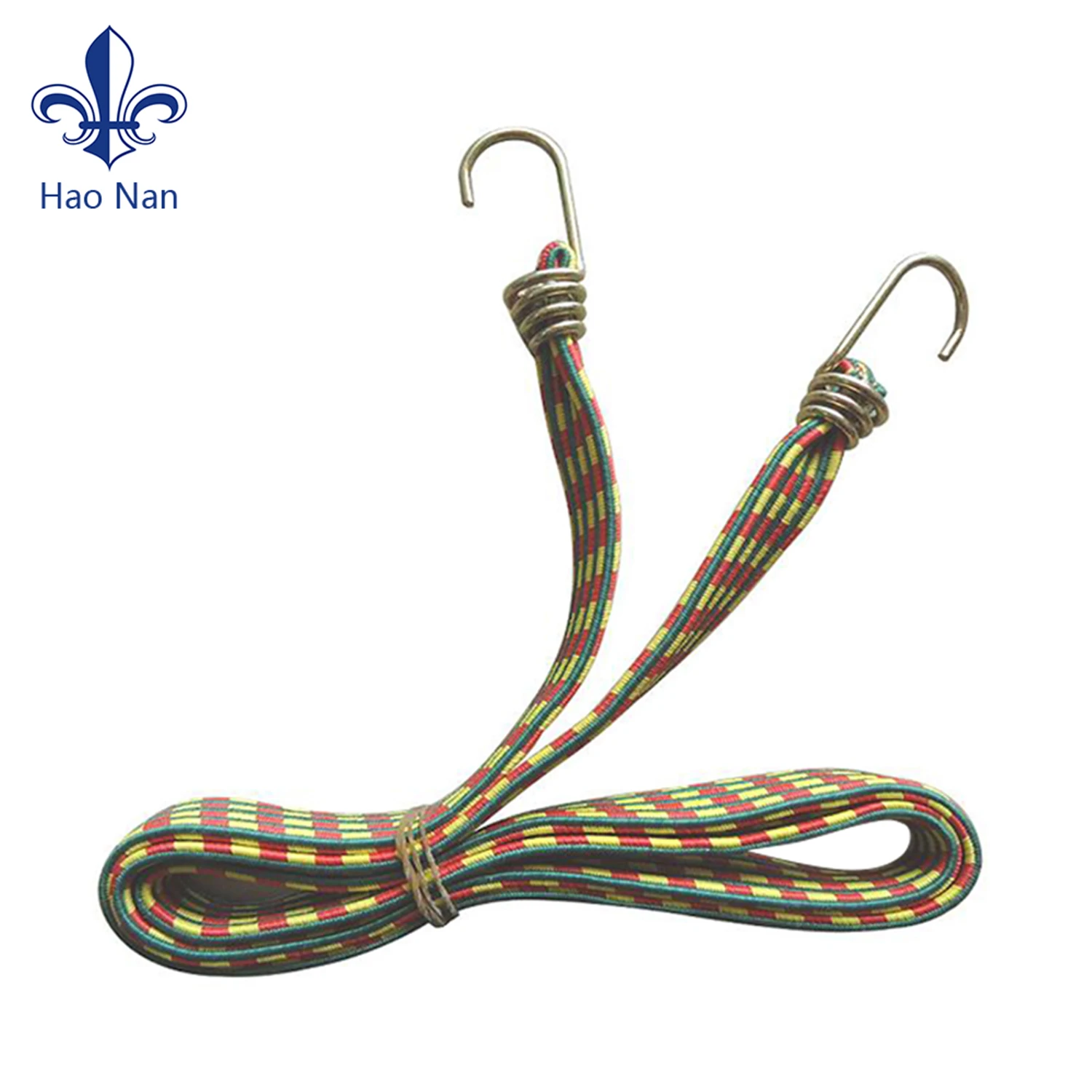 OEM Custom Flat Elastic bungee fitness cord with plastic metal hooks