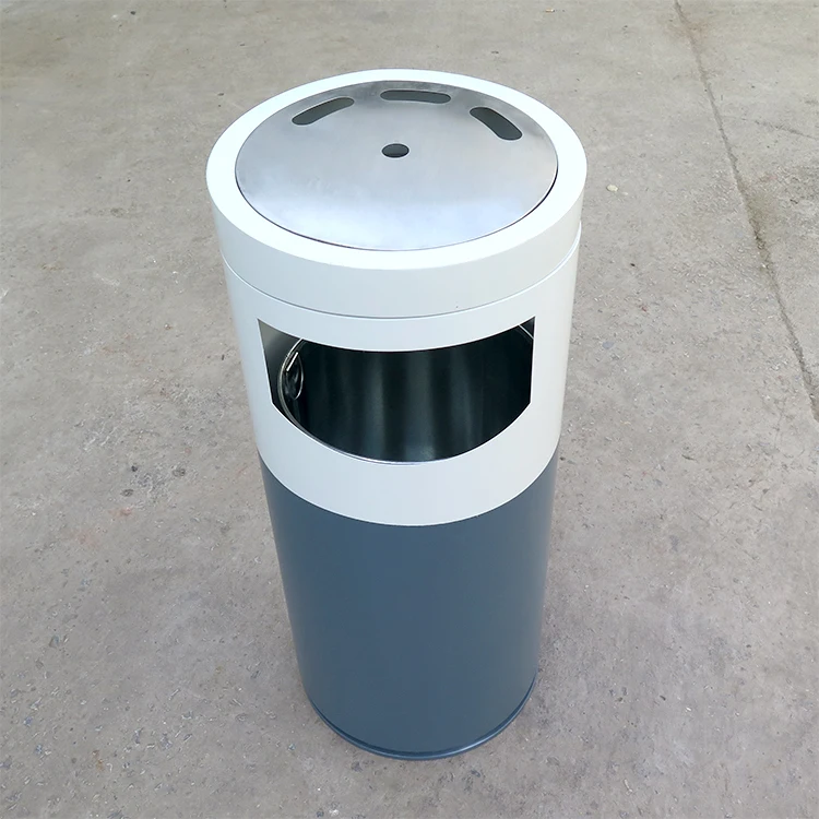 central garbage trash can round galvanized steel outdoor rubbish bin metal commercial waste container for street