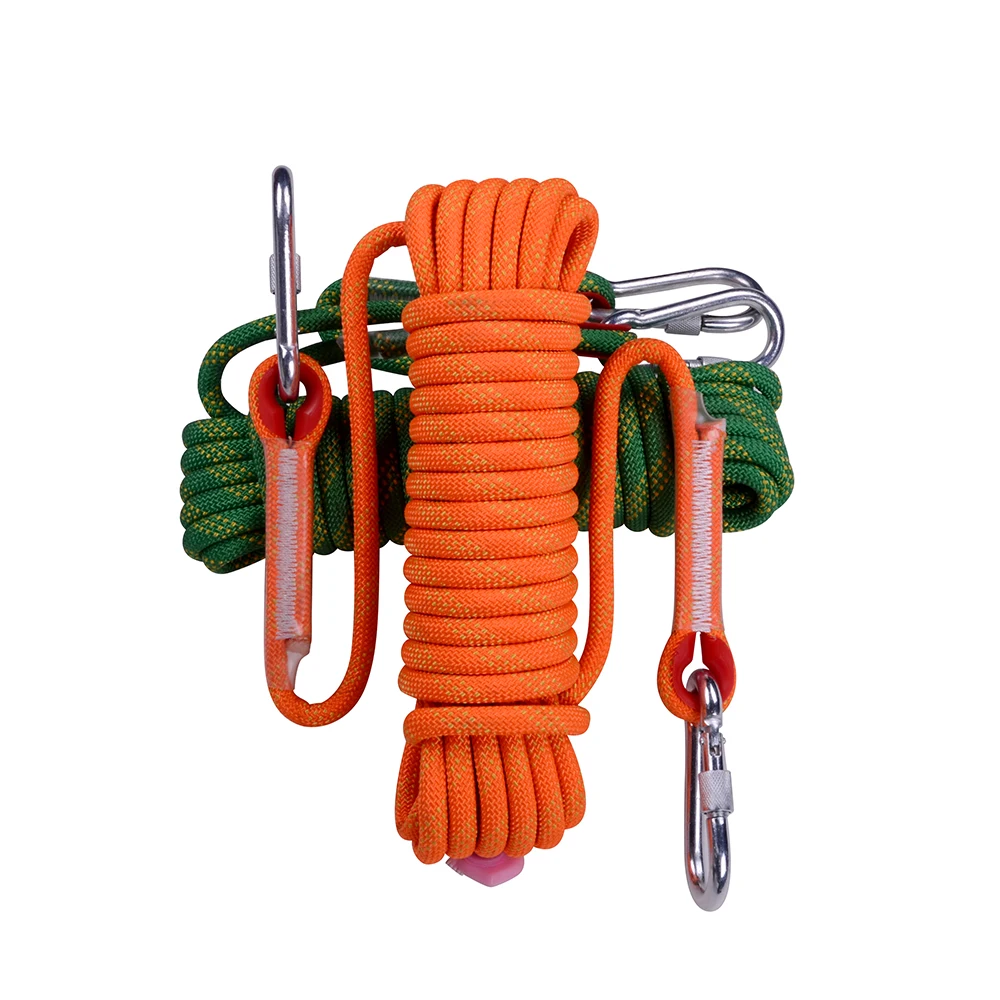 Free Carabiner 9mm/10mm/11mm/12mm/14mm/20mm double braided Nylon Rock Safety Static / Dynamic Climbing rope