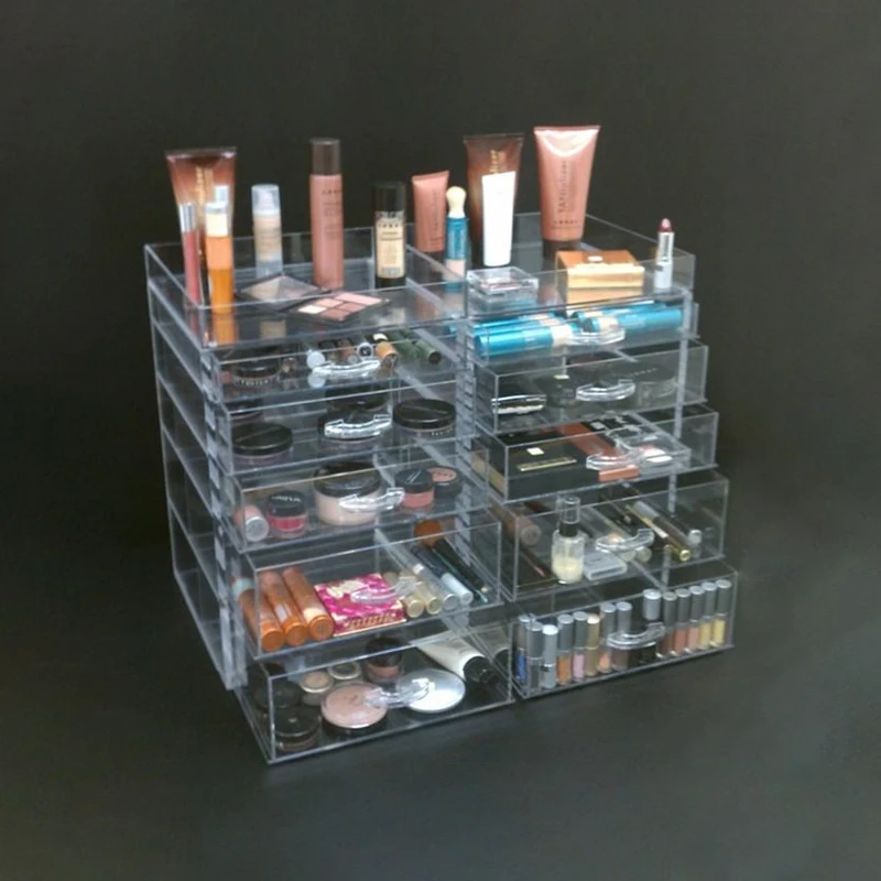 Wholesale large cheap clear acrylic makeup organizer with drawers