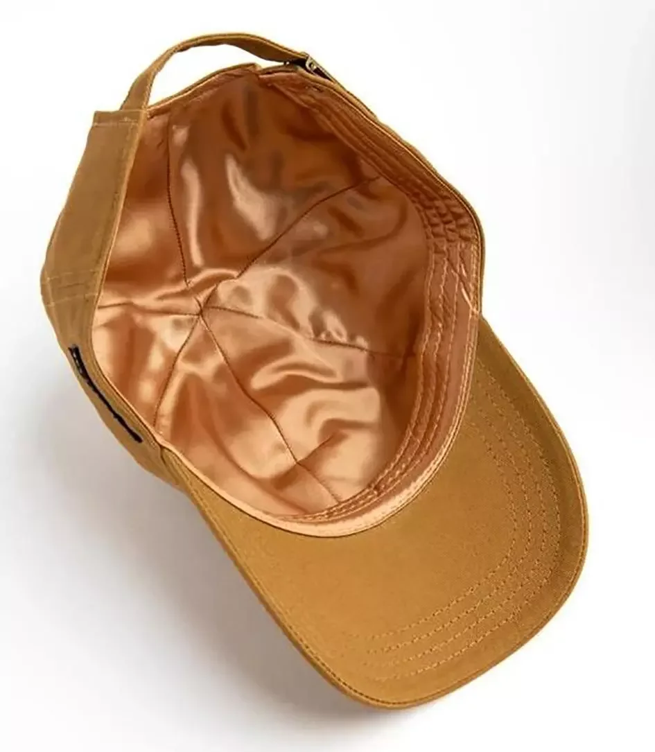 Wholesale Ginger Corduroy Satin Lined Hat Unstructured Orange Dad Hats Custom Baseball Cap With Satin Lining