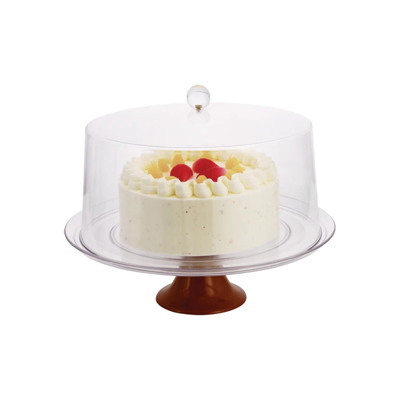 Clear Plastic Food Tray with Cover with Knob Cake Cover 12 inch Round Dome Cake Tray with Cover