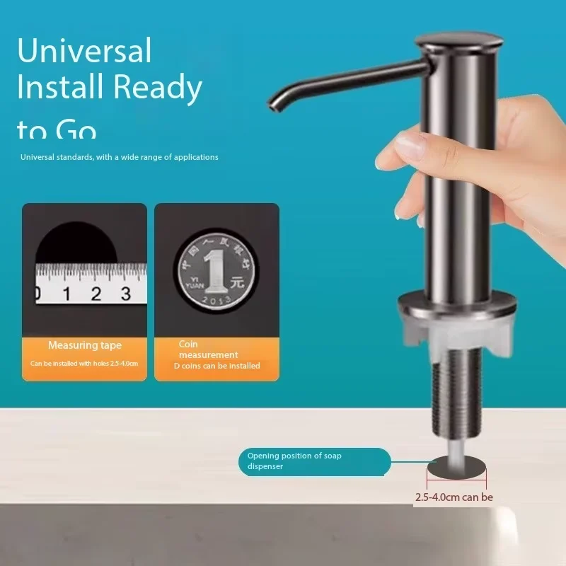 High Quality RTS Deck Mounted Metal Hand Soap Dispenser ABS Foam Faucet Liquid Pump Wall-Mounted Home Kitchen Bathroom In-Stock