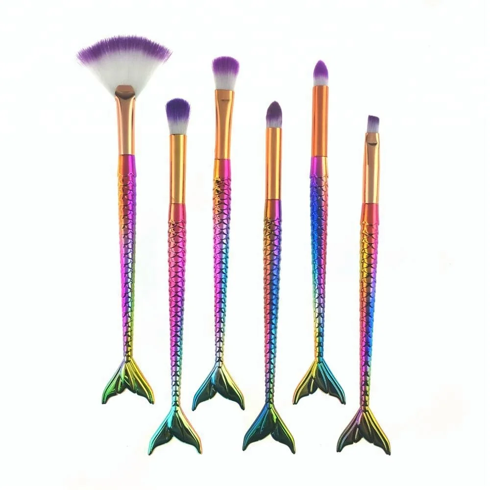 new style free shipping coverseco friendly  lip brush custom label angled 10pcs unbrand sigma rainbow mermaid makeup brush