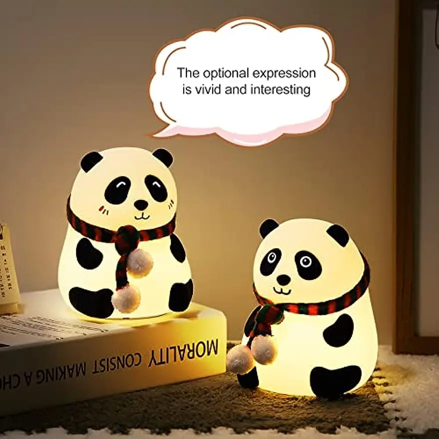 2023 Led Cute Cartoon Silicone Panda Lamp USB Touch Sensor Colorful Light Bedroom Bedside Night Light for Children Kids