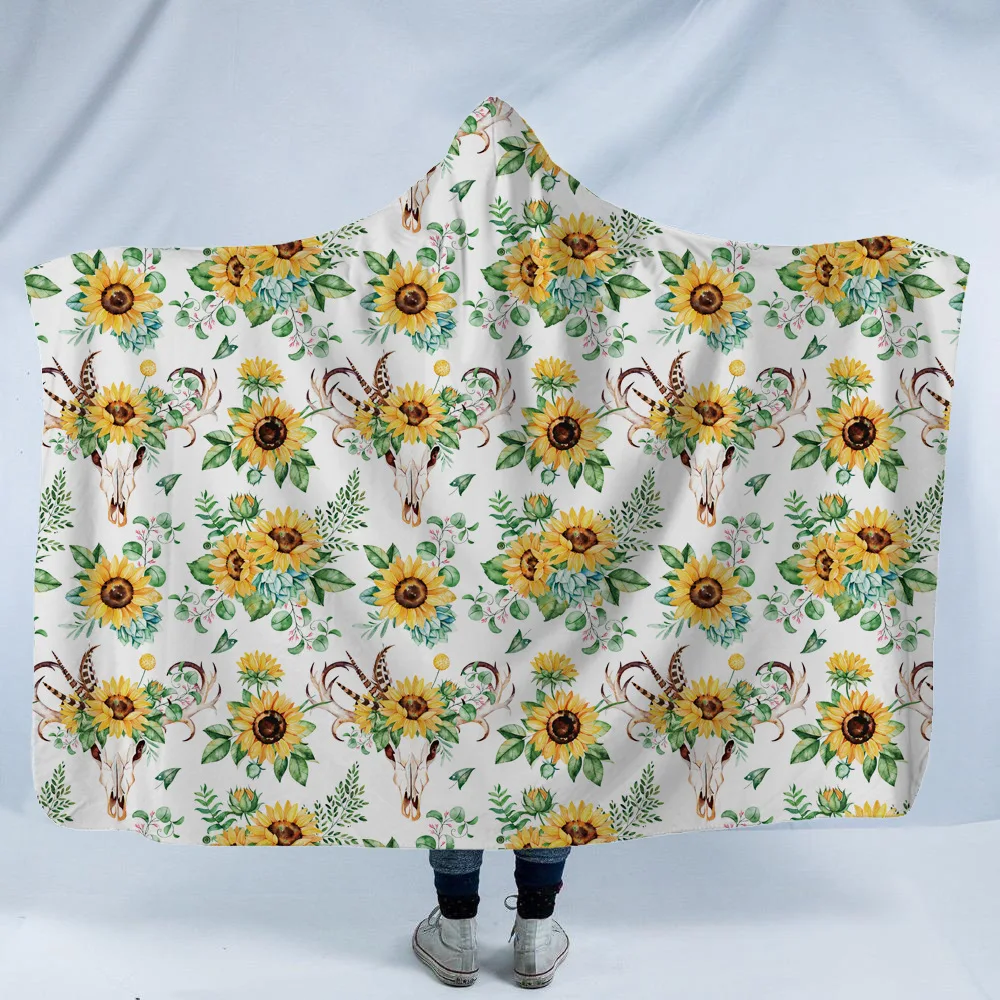 Sherpa Fleece Soft Wearable Blanket Hooded Throw Poncho