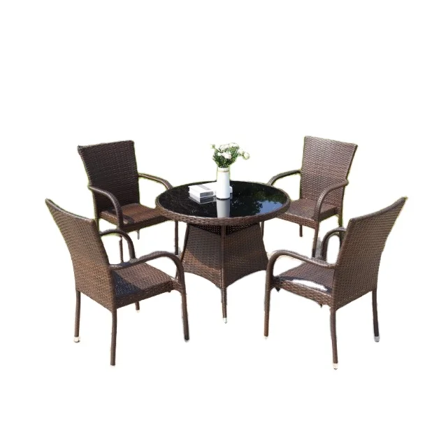 hot sale outdoor garden rattan round  table and chair for relax