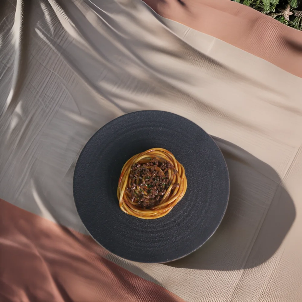 Ceramic dinnerware sets black Nordic matt round dishes food tray kitchen tableware snack plate food serving tray factory price