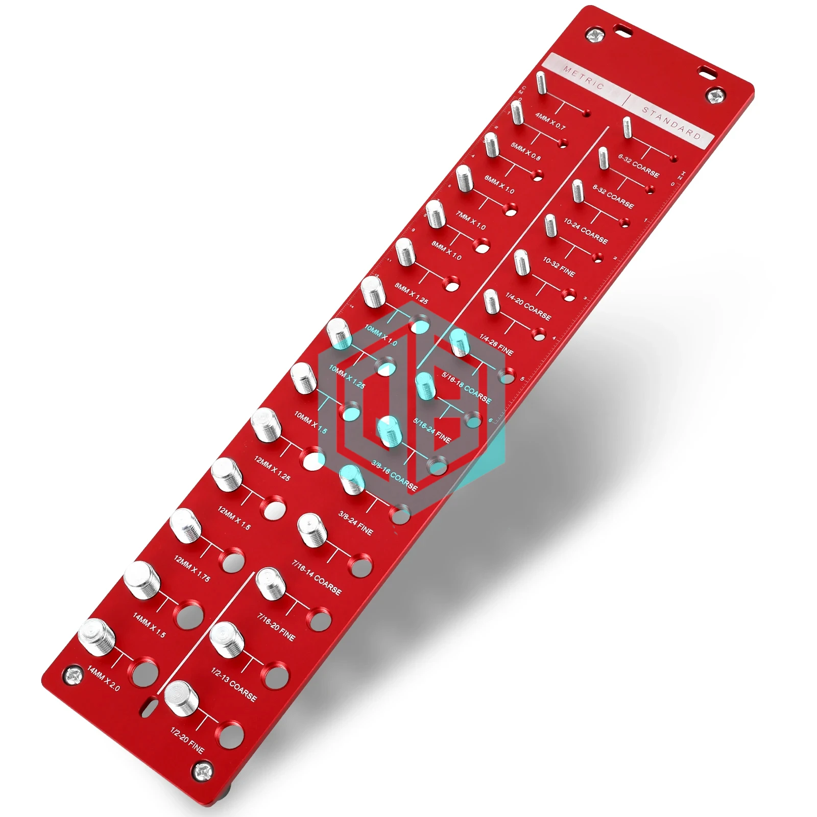 Customizable Rectangle Aluminum Alloy Thread Identifier Gauge 28 Threads Nut Bolt Checker Portable Hand Tools Metal Screw Size