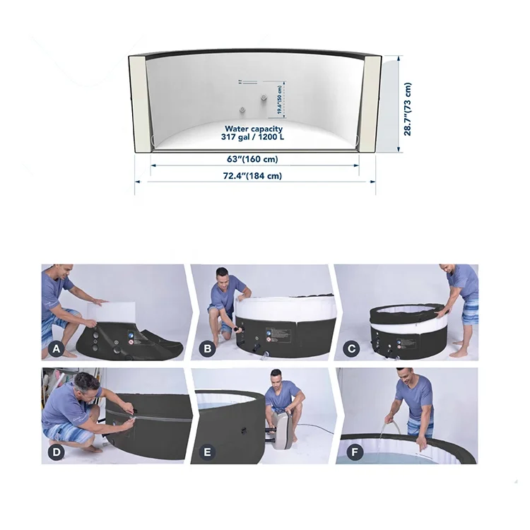 New Design 4-6 people hot spring pool inflatable hot tub spa swimming pool for kids