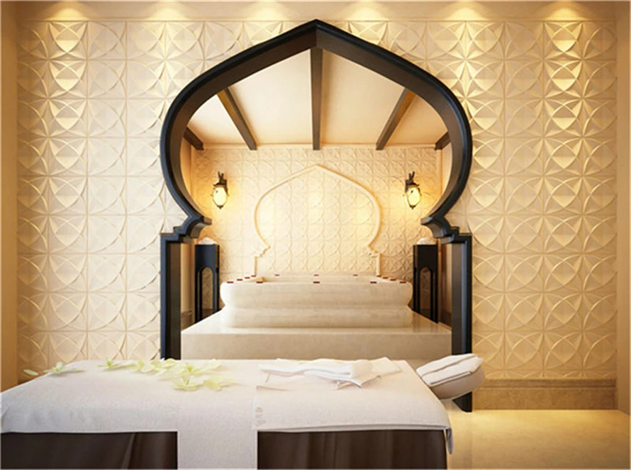 Silver 3D LED Light Cover  Color Interior Decorative 3D Wallpaper Wall Coating PVC Panel