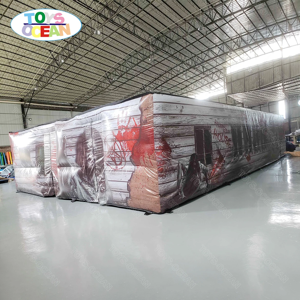 Halloween themed inflatable haunted house maze