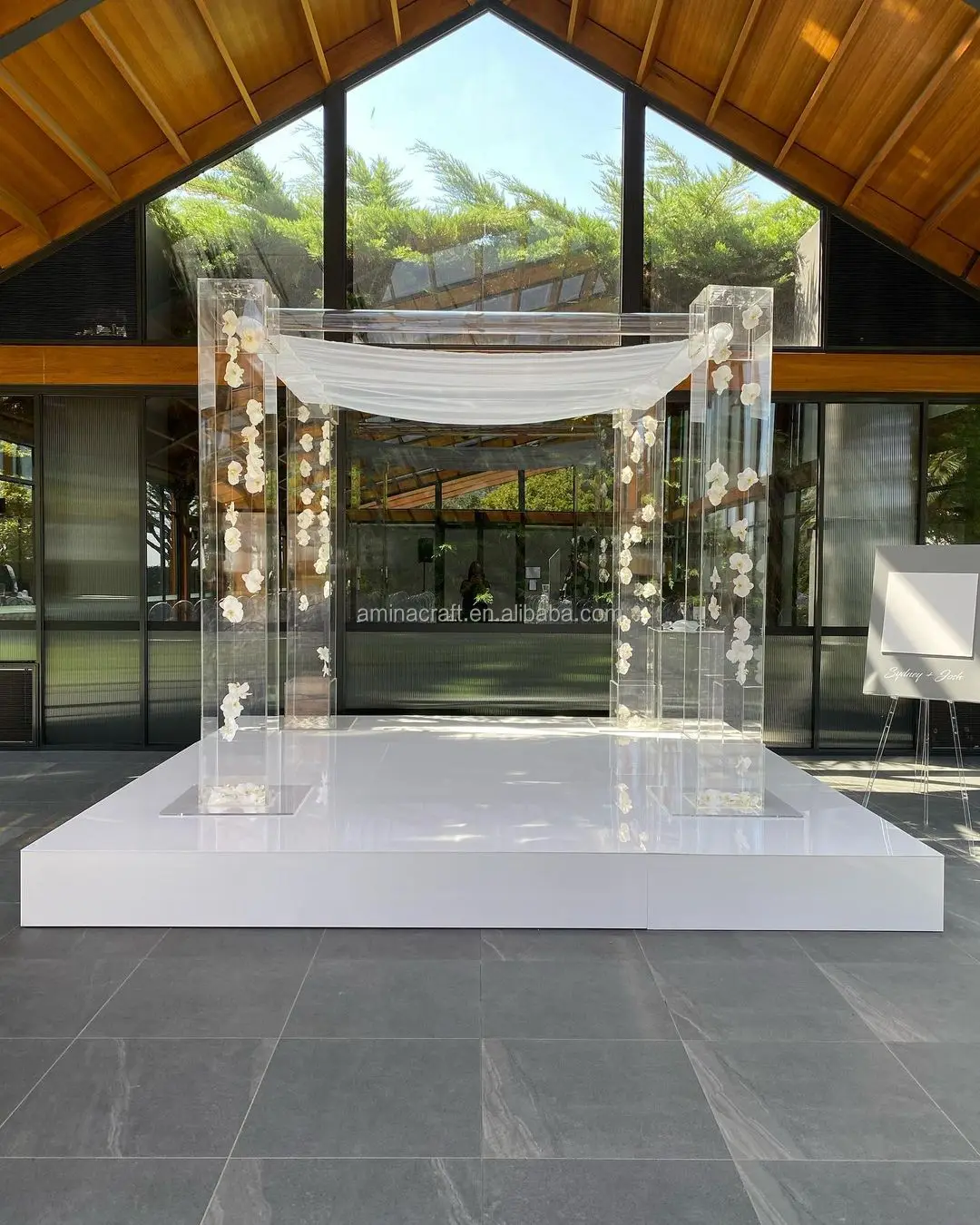 Amina Craft Wedding supplies acrylic clear arch backdrop flower arch acrylic mandap for marriage decorations