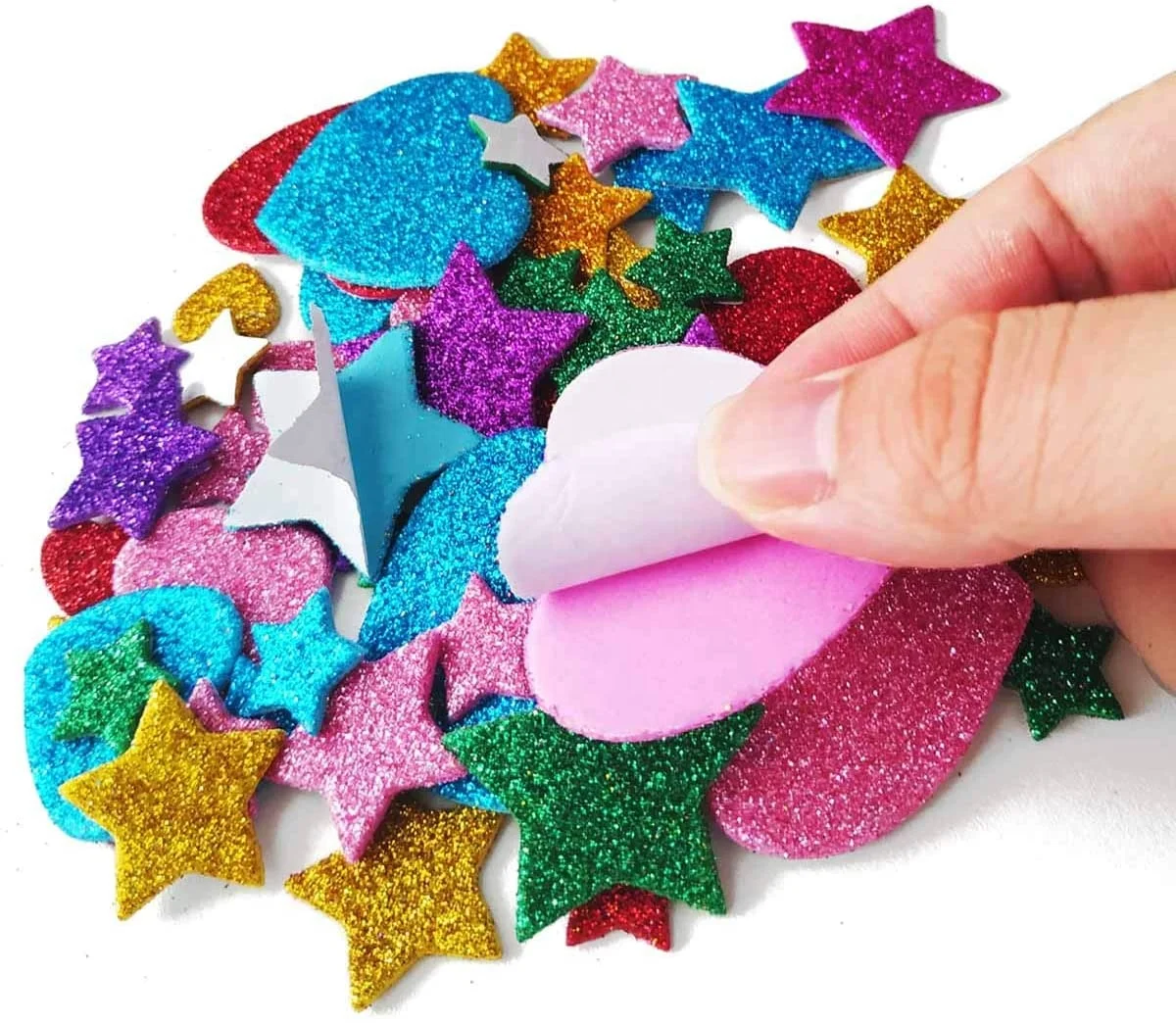 Stars Mini Heart Shapes Colorful Self Adhesive Glitter Foam Stickers Holiday Decoration Decorative Sticker Die Cutting Printing