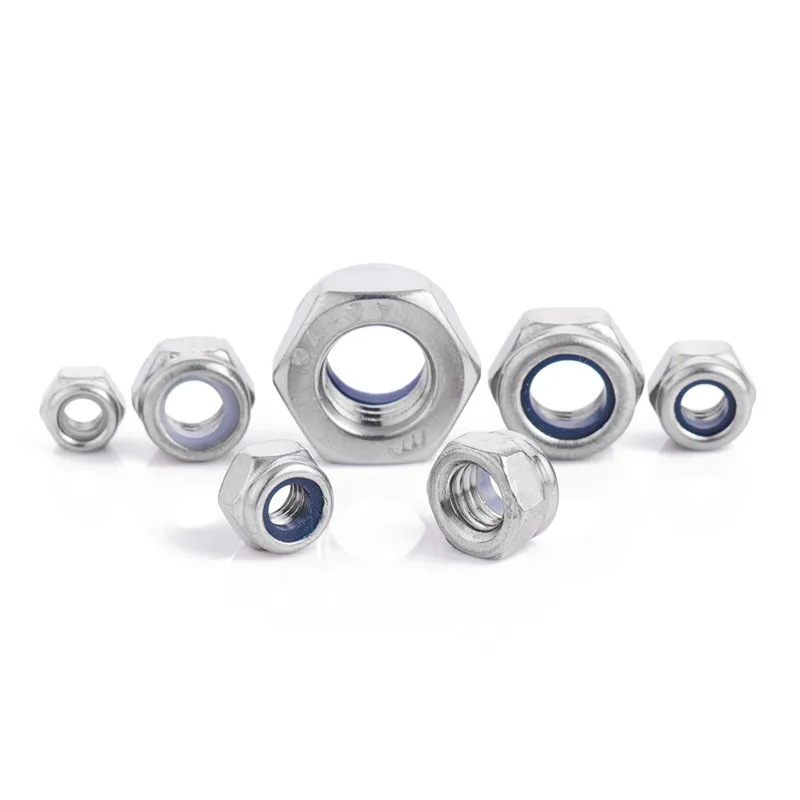 DIN985 нержавеющая сталь 304 M2 M3 M4 M5 M6 M8 M10 M12 M16 M18 M20 самоблокирующаяся гайка Шестигранная нейлоновая фиксирующая гайка