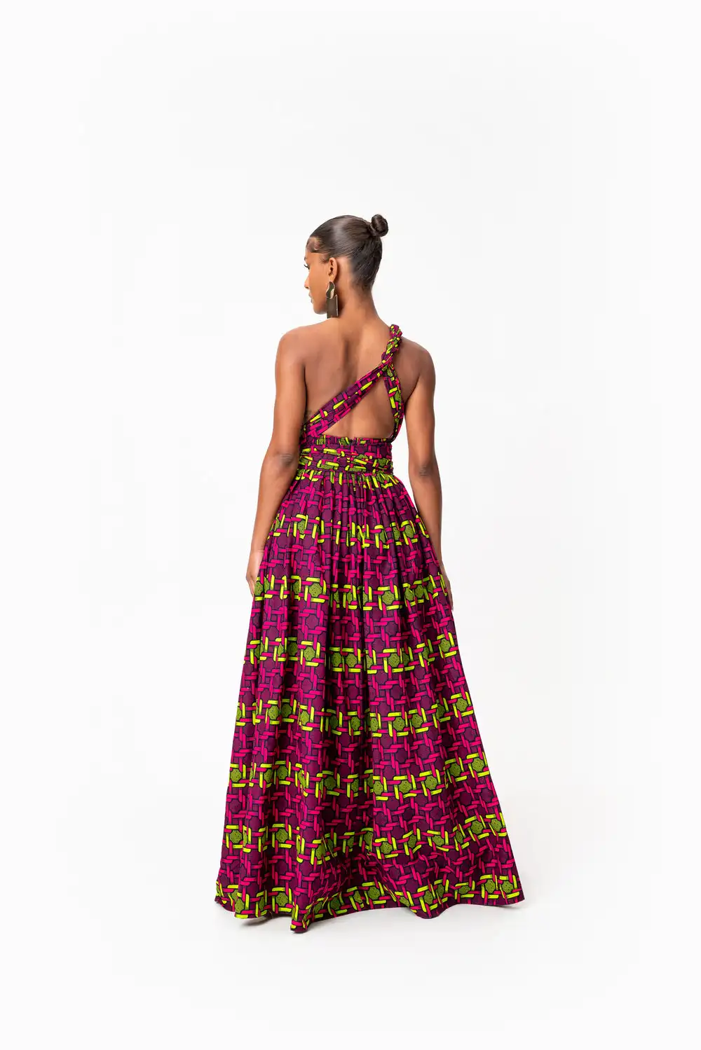 Freedom Shoulder African Print Maxi Dress Geometric Pattern for Women Fashion Summer Beach Party Clothing Multi Transformer Slim