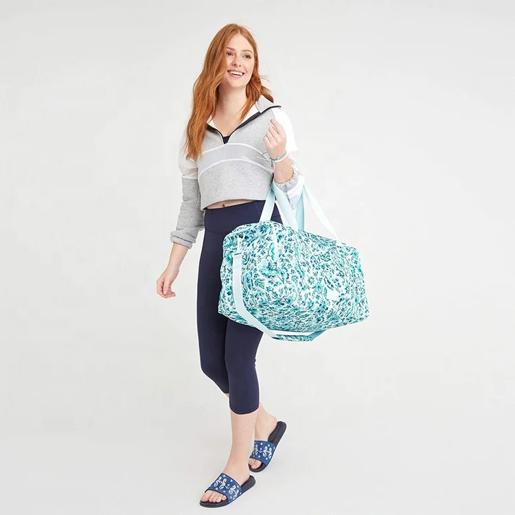 Custom Portable Waterproof Ladies Travel  Gym Tote Duffle Bag Outdoor Sports Duffel Bag with Shoes Pocket