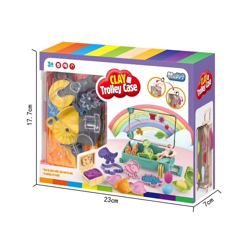 Children Educational Toys Color Clay Series Trolley Case Playdough Set Safe For Kid