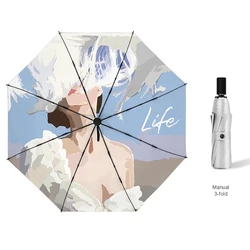 Sublimation fold umbrella designer uv umbrella korean travel women umbrella