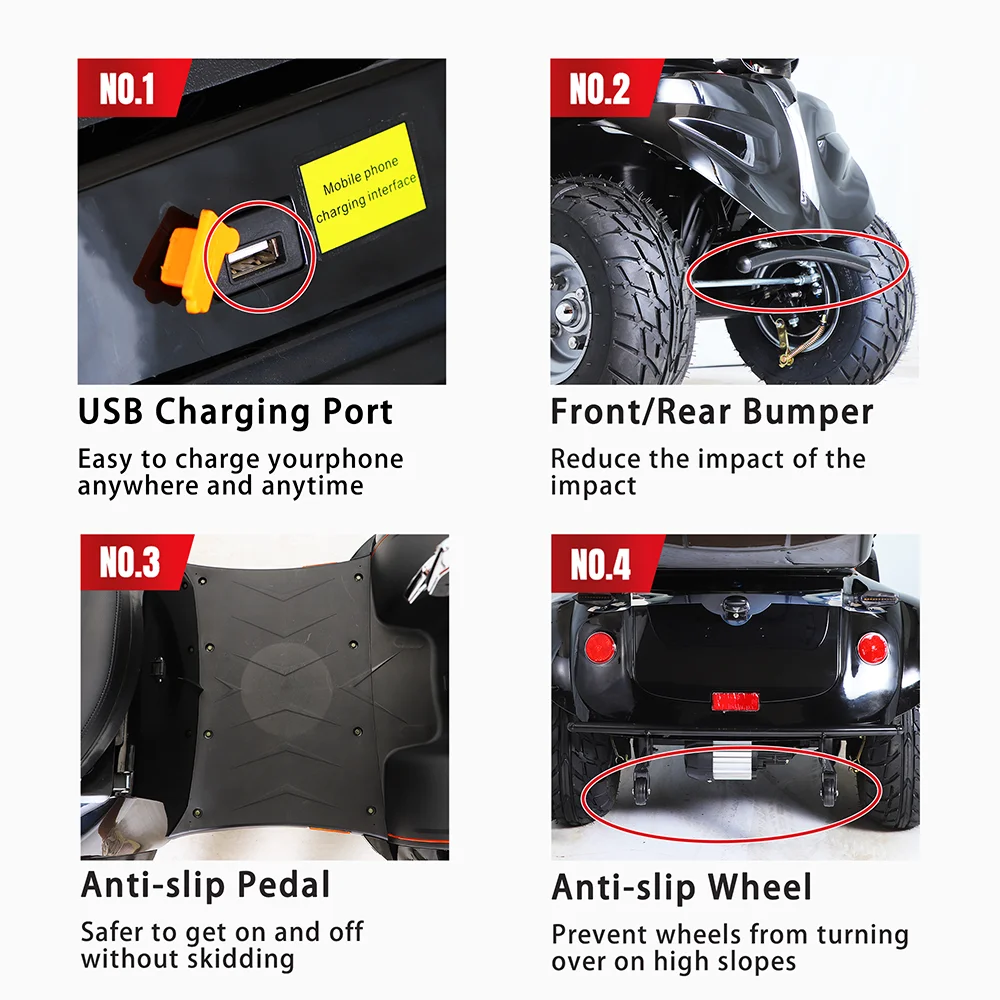 KSM-910B Comfortable and Convenient Electric Travel Double Seat Heavy Duty 4 Wheel Best Electric Mobility Scooter for Elderly