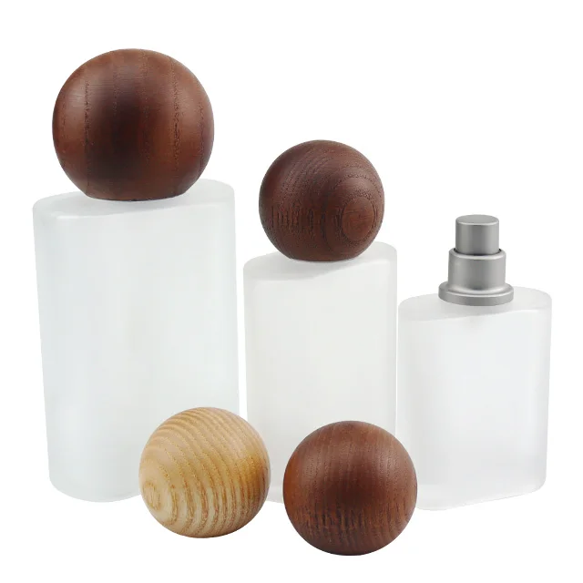 Vietnam Ash Wood Brown Ball Shape Perfume Bottle Cover Wood Design Lids Bottle Caps & Closures