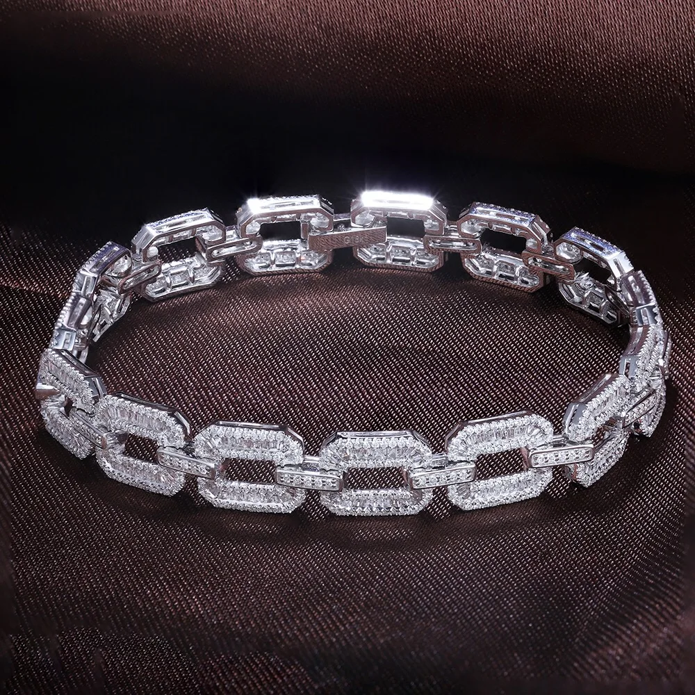 18 karat gold square bracelet inlaid with diamond ladder diamond tennis bracelet (1600285923237)