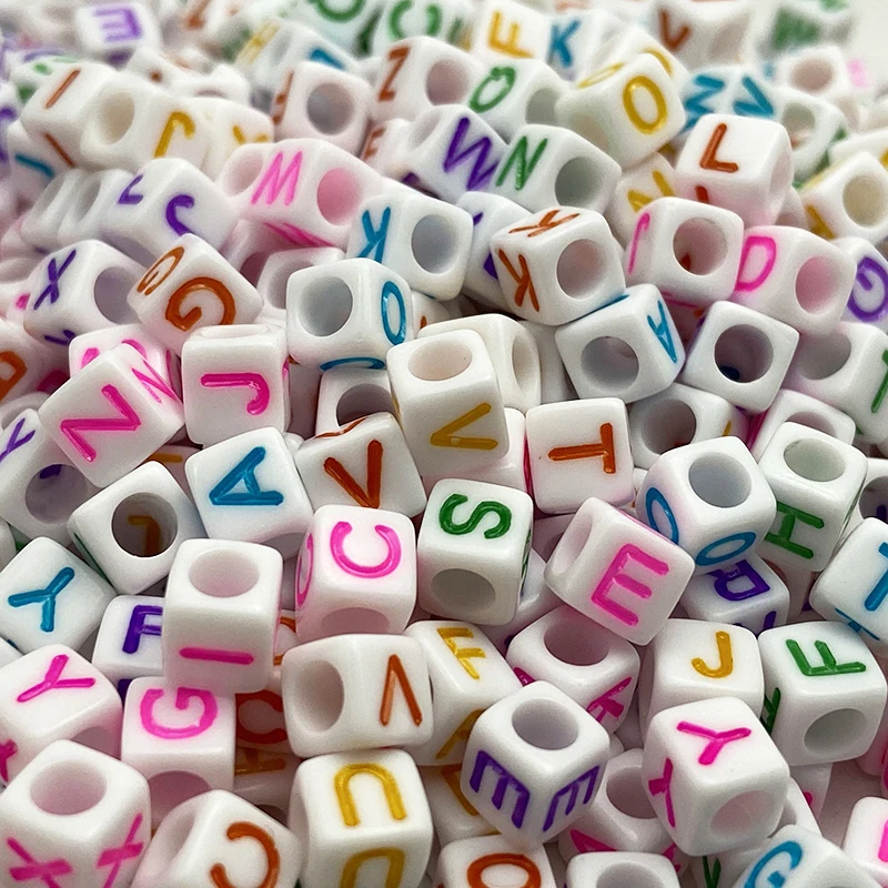 Wholesale Quality 4mm*7mm Vintage Golden Jewelry Colorful Letter Plastic Alphabet Beads