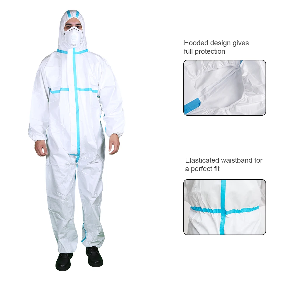 Manufacturer Cat III Type 4/5/6 Coverall Suit Disposable Microporous Film Laminate Chemical Protective Overalls Custom Design