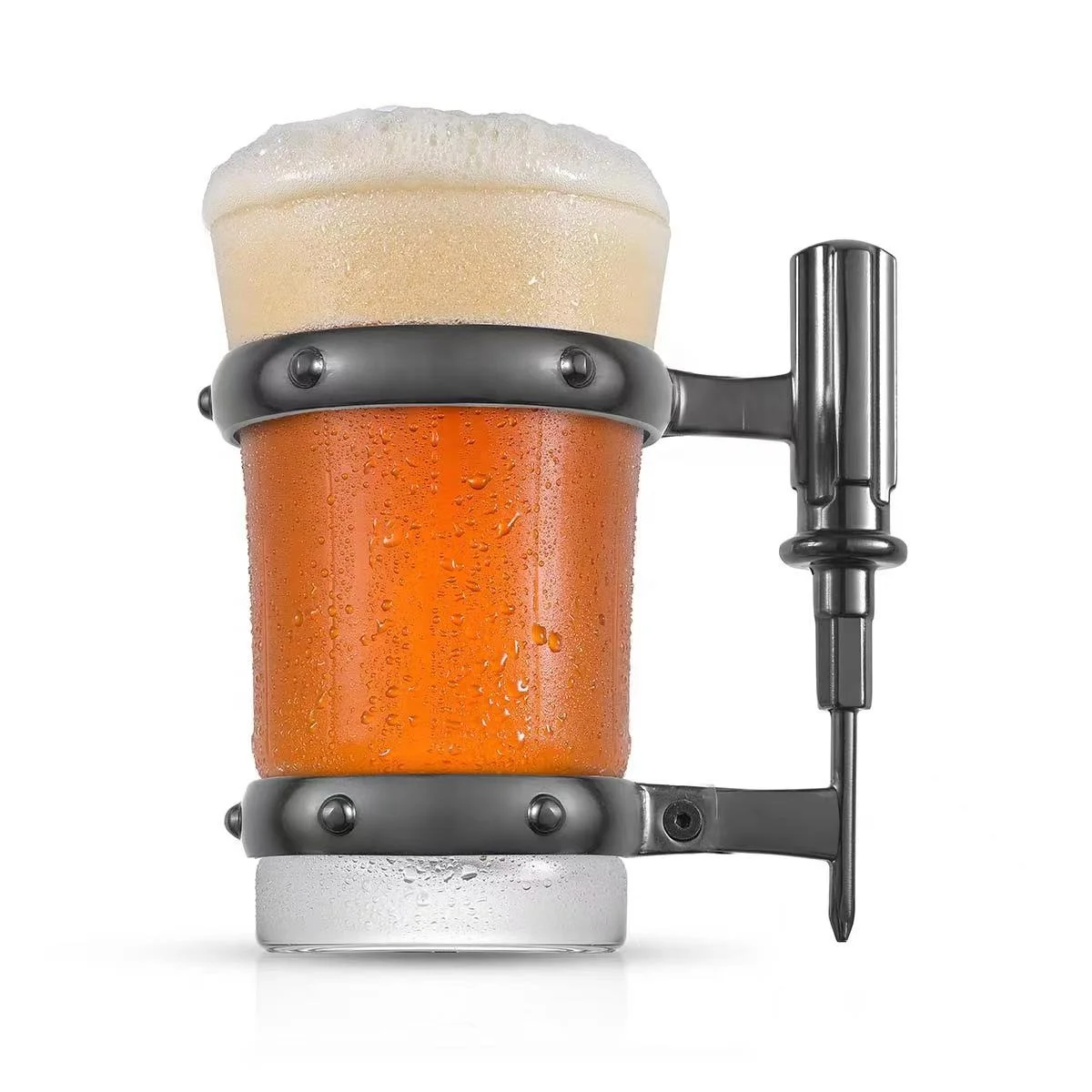 Top selling mugs beer cups custom restaurant beer glass cup beer glass mug with screwdriver handle