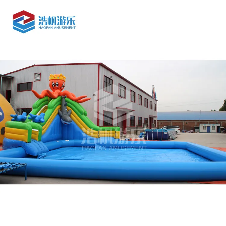 Wholesale Amusement Water Park Playground Kids And Adult Game Air My Fun Double Lane Inflatable Water Slide With Octopus