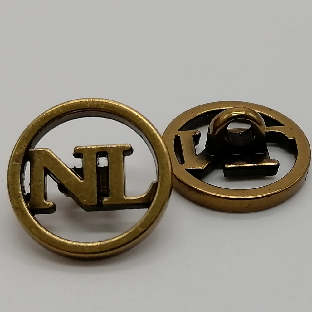 Red Copper White Blue Contrast Color Antique Finishing Custom Letters Logo Metal Snap Fasteners Press Button for Garments 18mm