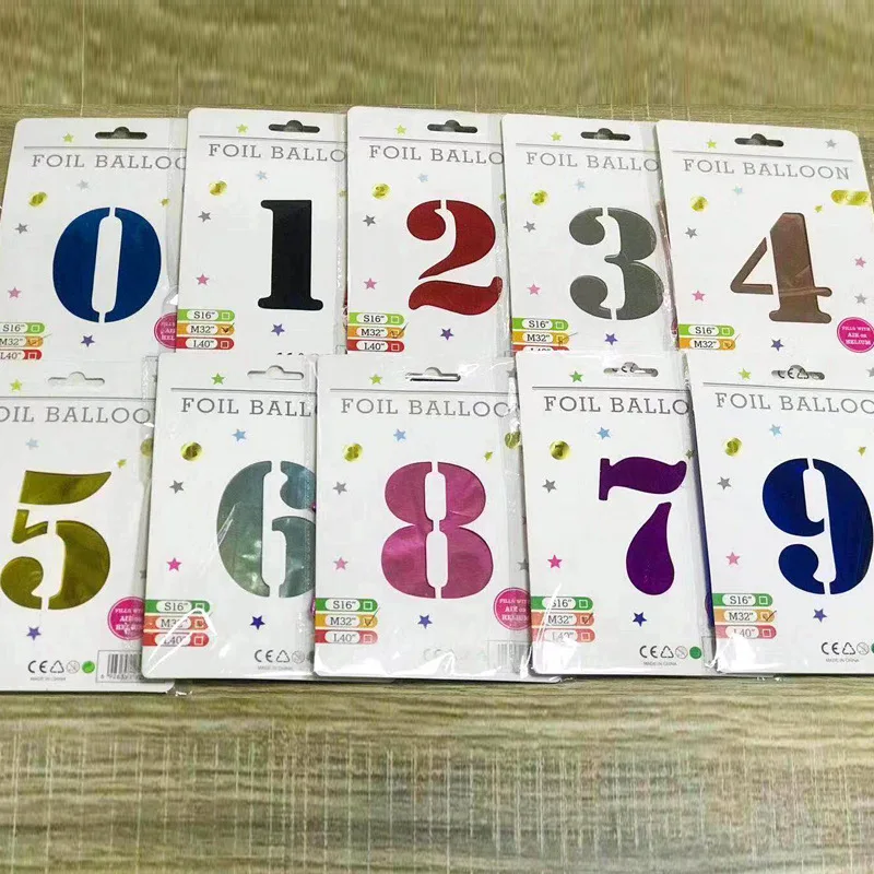 40 inch number 2023 Individual Package Multiple colors are available Single card packing number foil balloon wholesale