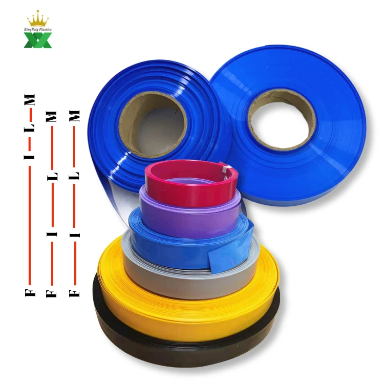 350mm wide lithium battery film wrap with PVC heat shrink tubes Blue