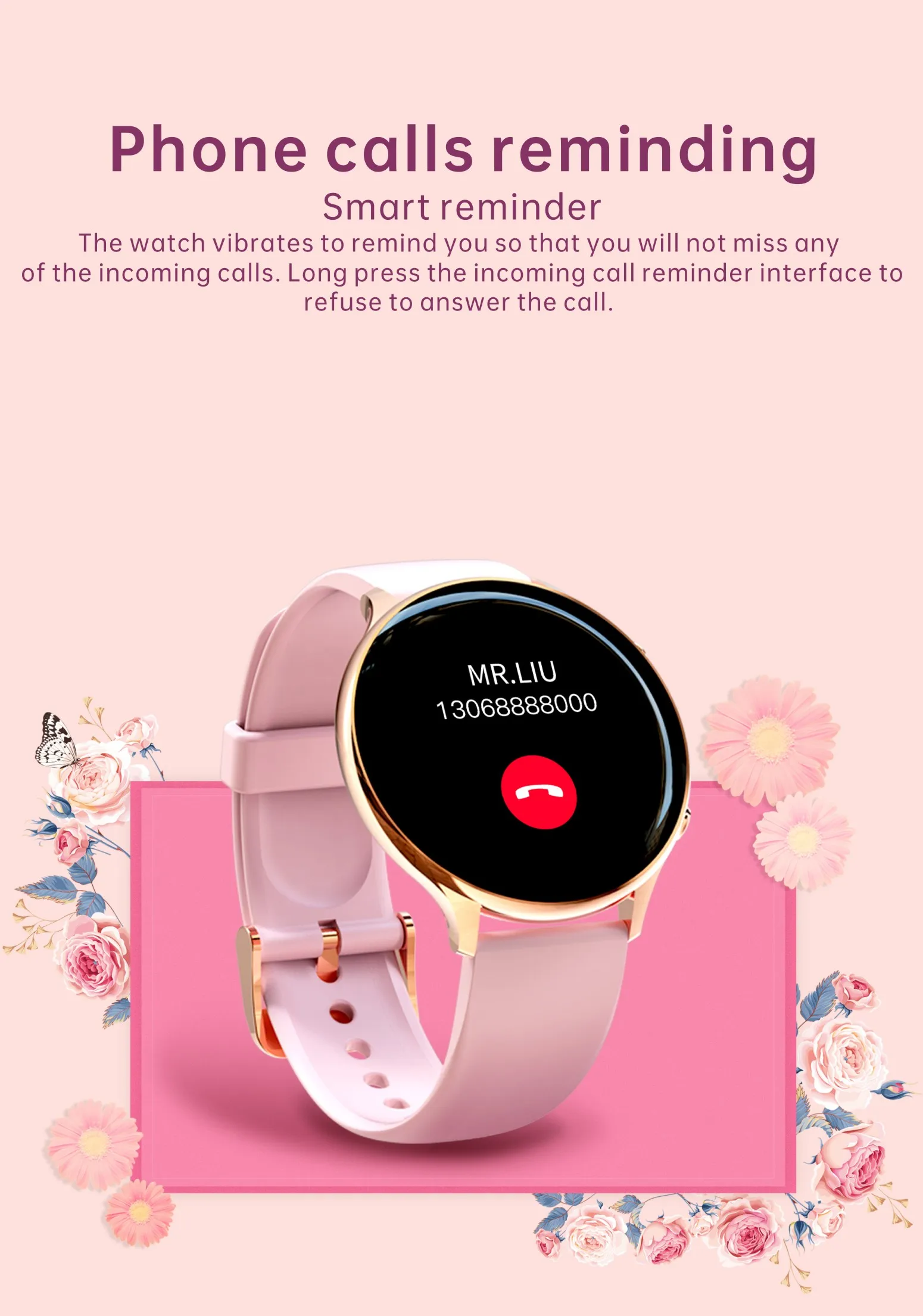 BF05 Smartwatch 180Mah Large Capacity Polymer Batteries  Body Temperature Monitoring  OEM/ODM RoHs CE Round Smart Bracelet