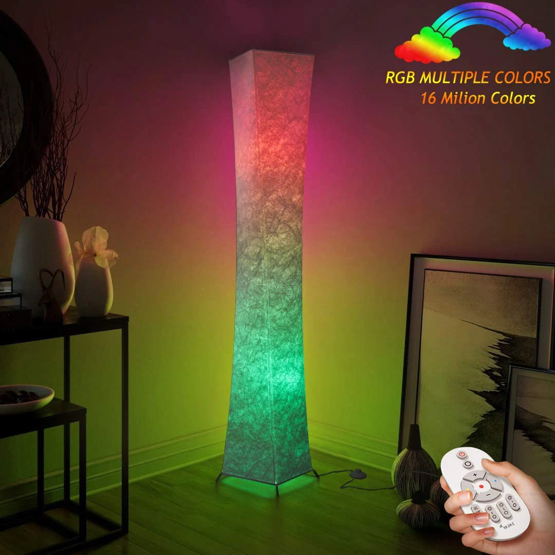 
EEA Twist Tower Modern Fabric RGB Dimmable Smart LED Floor Lamp for Living Room 