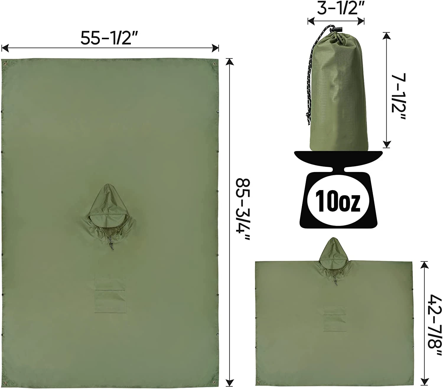 WOQI Wholesale Hooded Rain Poncho Waterproof Lightweight Unisex raincoat with Pocket