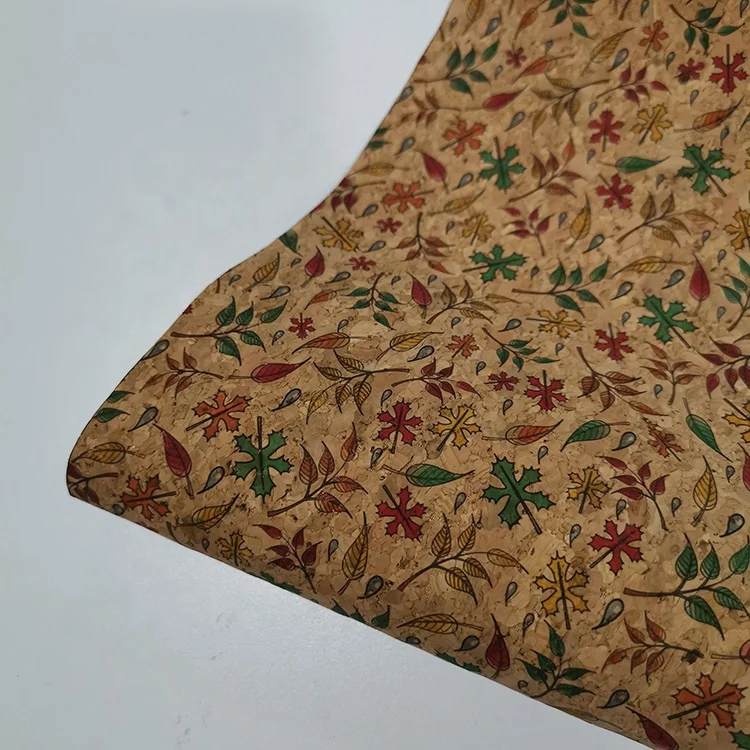 0.4mm ECO-friendly biodegradable New Printed Natural cork fabric leather