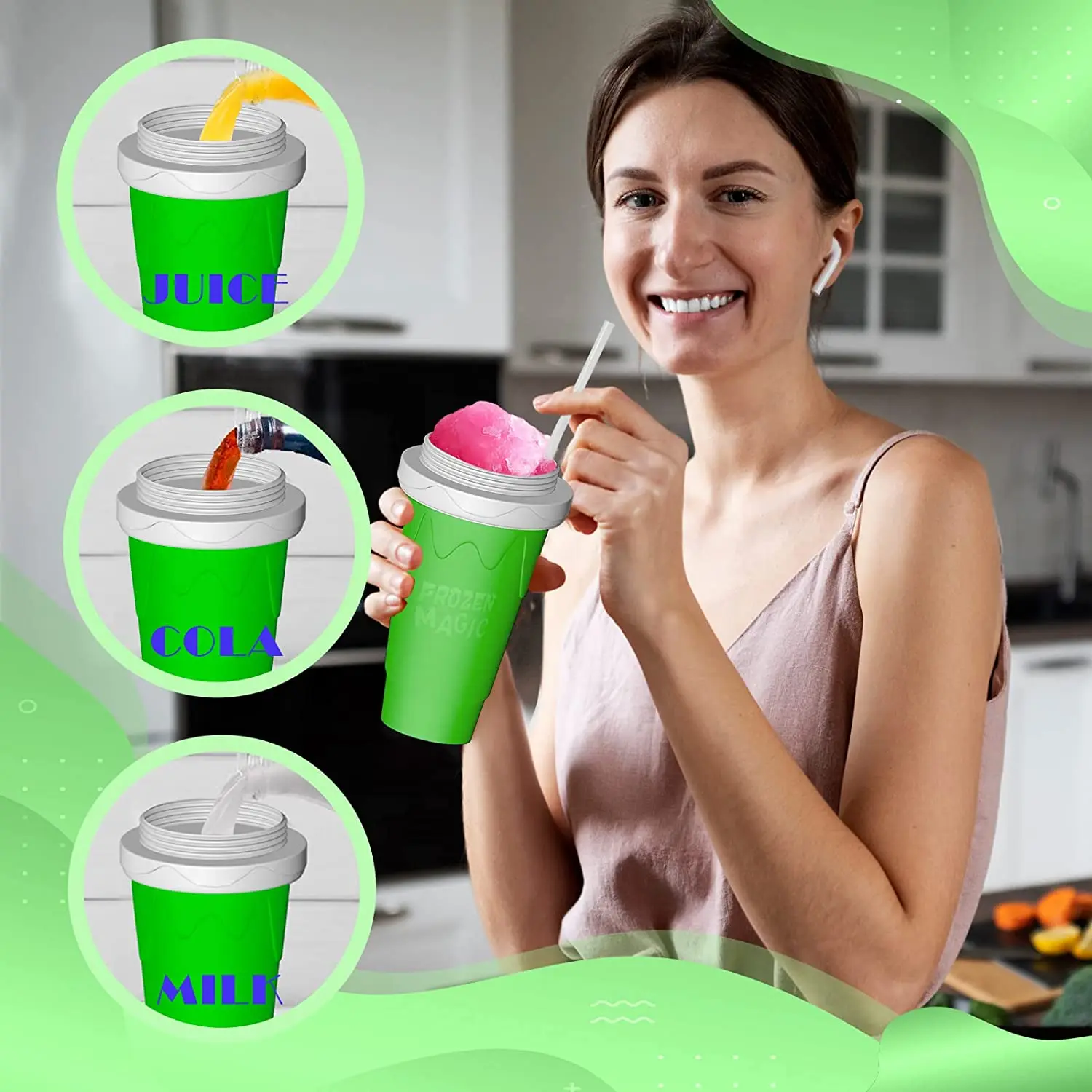 Hot Sale Ice Cream Tool Silicone Frozen Magic Cup Double Layer Slushy Cup Maker