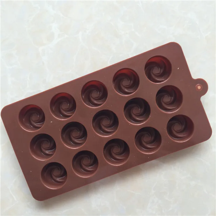 Wholesale 15 cavities vortex shape diy candy silicone Chocolate mold
