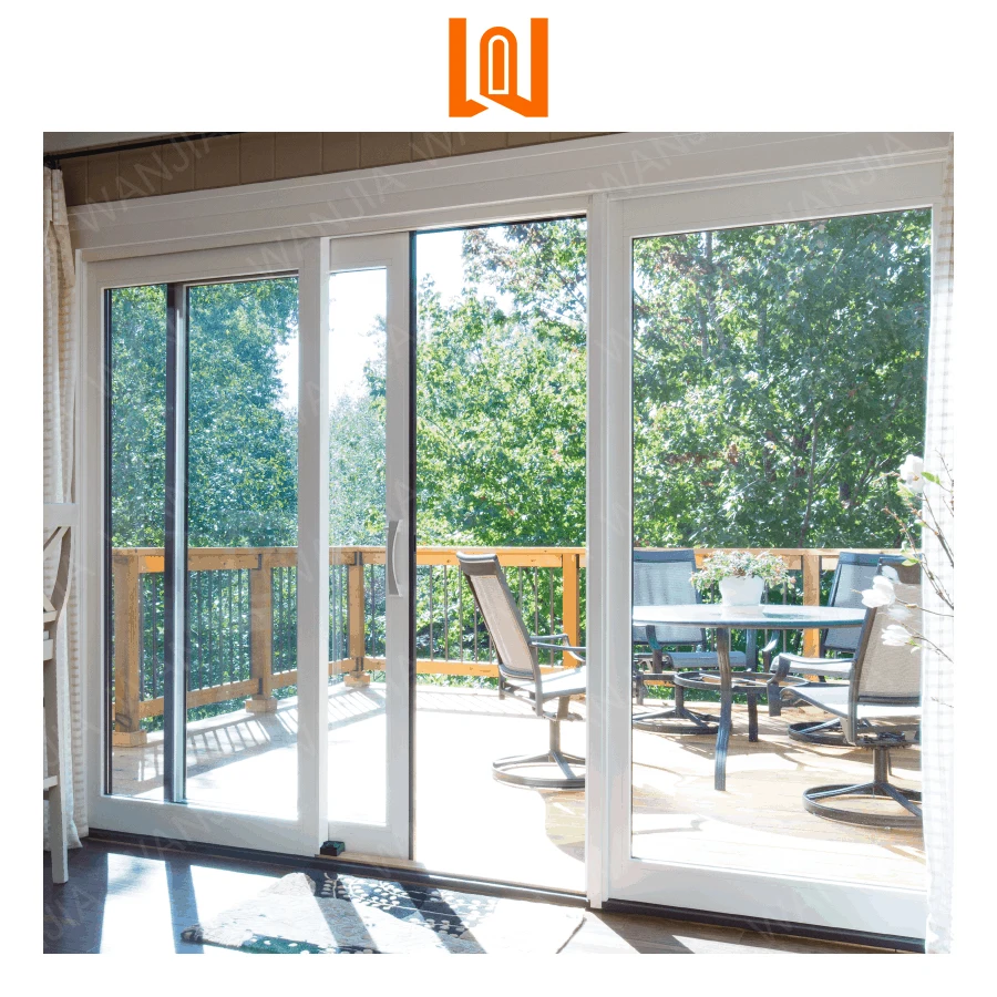 WANJIA Apartment House Plastic Balcony PVC Sliding Doors UPVC Double Glass Sliding Door