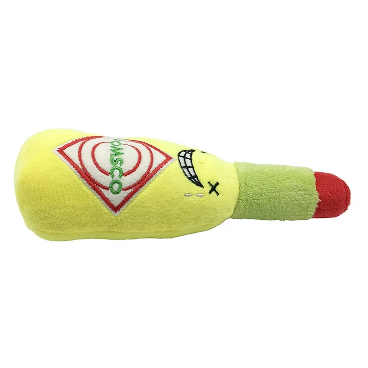 Plush Dog Pet Toys Stuffed Soft Popular Drink Bottle Beer Plush Dog Toy with Squeaky