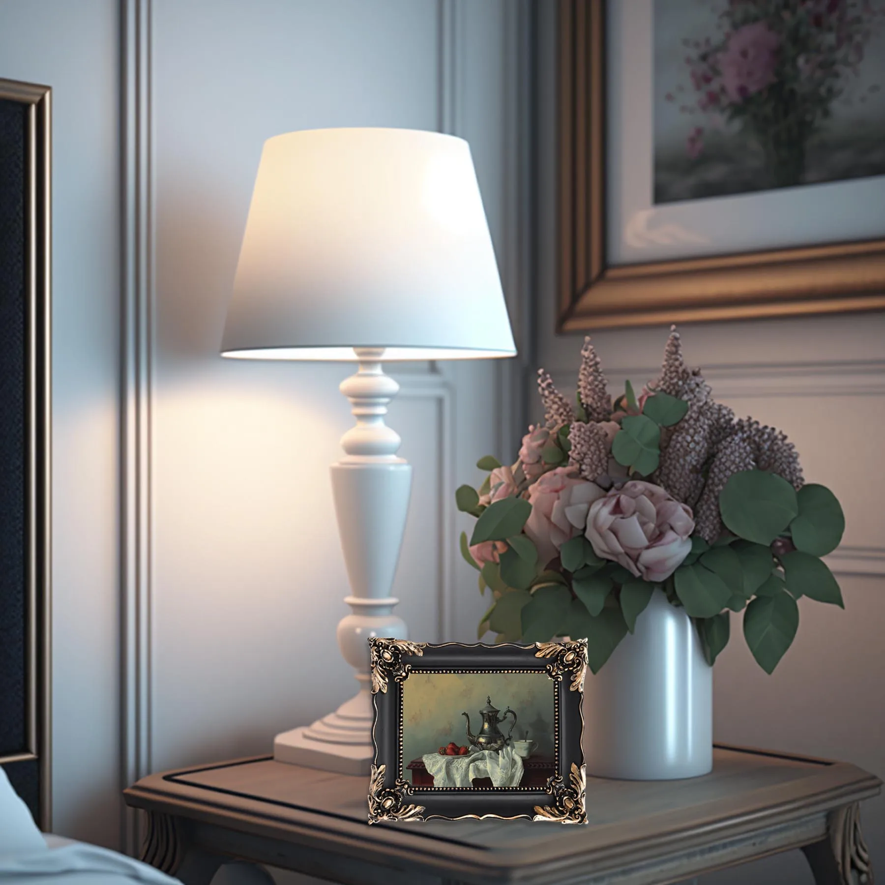 5x7 Quality Home Office  Decoration Tabletop Luxury European Vintage Wall Display Gold Baroque Resin Frame